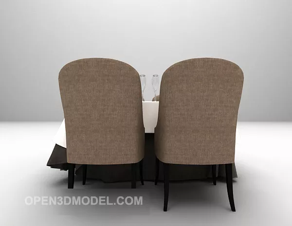 European Style Brown Table And Chair 3d model European Style Brown Table And Chair 3d model