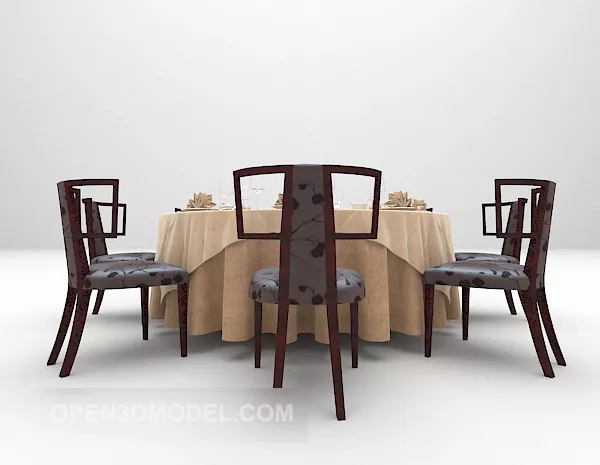 European Round Table With Cloth Covered 3d model European Round Table With Cloth Covered 3d model