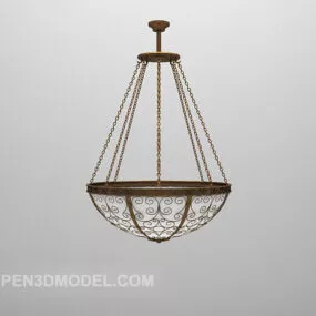Vintage Brass Chandelier 3d model