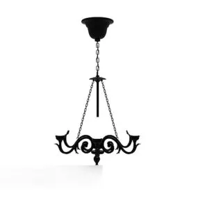Vintage Black Iron Chandelier 3d model