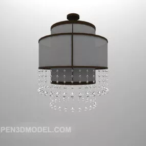 Round Grey Shade Chandelier 3d model