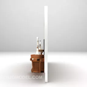 Tv Background Wall With Wood Cabinet 3d model