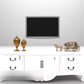 White American Wooden Tv Cabinet 3d model