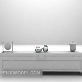 Grey Low Tv Cabinet 3d model