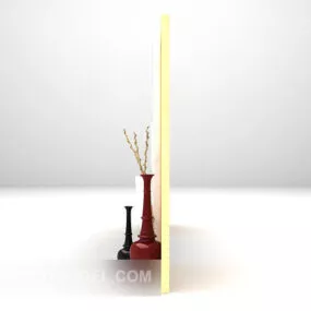 Yellow Wooden Tv Wall 3d model