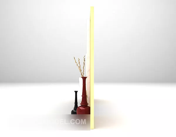 Yellow Wooden Tv Wall 3d model Yellow Wooden Tv Wall 3d model