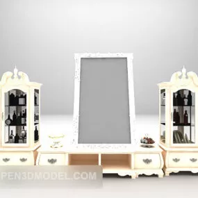 Wood Tv Cabinet Vintage Style 3d model