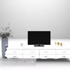 White Cabinet European Decor 3d model