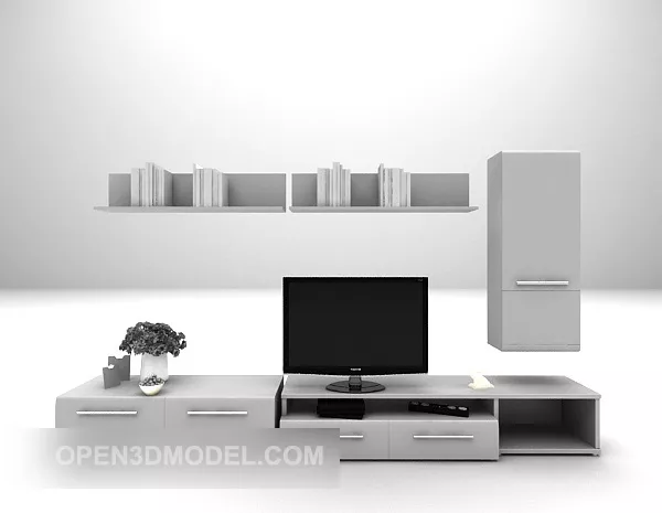 Modern Tv Cabinet Grey Color 3d model Modern Tv Cabinet Grey Color 3d model