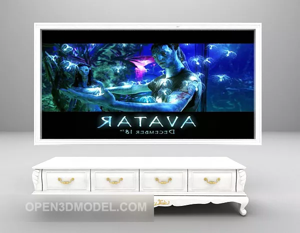 White European Cabinet With Tv 3d model White European Cabinet With Tv 3d model