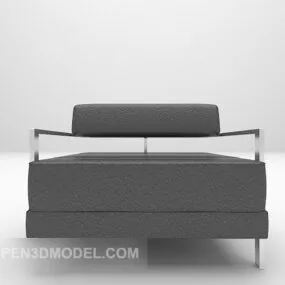 Modern Black Leather Sofa V1 3d model