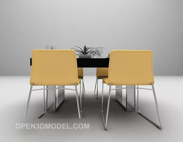 Modern Dining Table Yellow Chair 3d model Modern Dining Table Yellow Chair 3d model