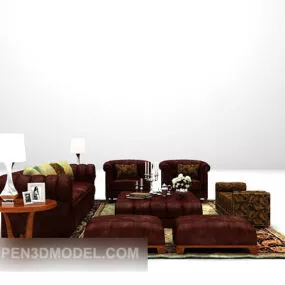 Leather Combination Sofa For Living Room 3d model