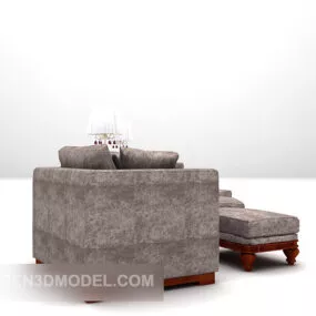 Grey Fabric Single Sofa 3d model