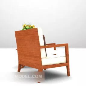 European Wooden Single Sofa 3d model