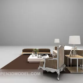 Luxury Sofa Combination With Brown Carpet 3d model
