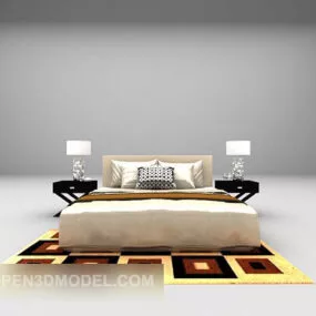 Modern White Low Bed 3d model
