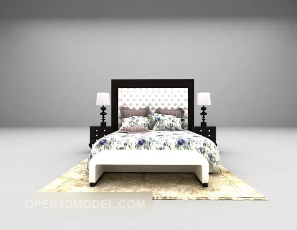 Beige Nightstand With Three Drawers 3d model