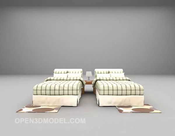 Twin Single Bed V1 3d model Twin Single Bed V1 3d model