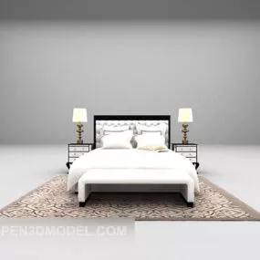 Hotel Double Bed Simple 3d model