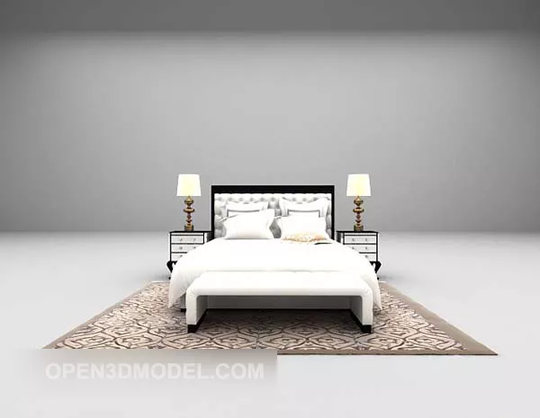 Hotel Double Bed Simple 3d model Hotel Double Bed Simple 3d model