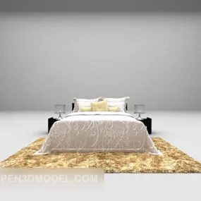 European Bed Modern With Carpet 3d model