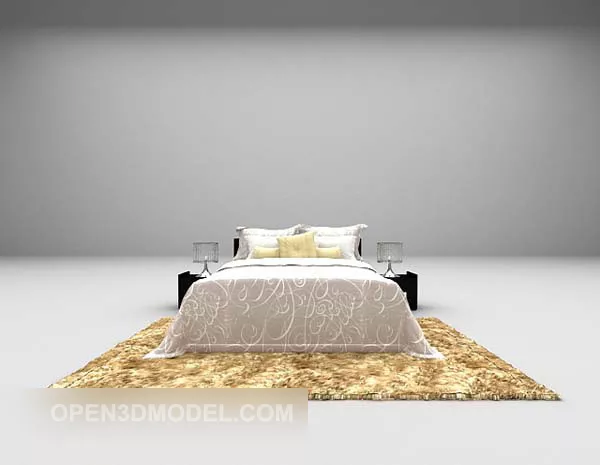 European Bed Modern With Carpet 3d model European Bed Modern With Carpet 3d model