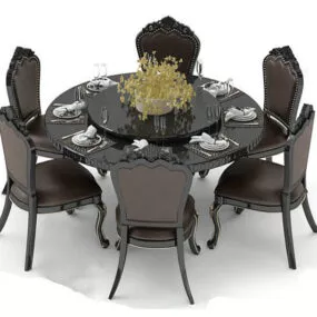 Small Round Table With Chair 3d model