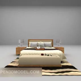 Modern Double Bed With Carpet 3d model