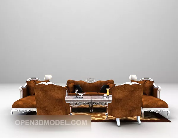 European Combination Leather Sofa Table 3d model European Combination Leather Sofa Table 3d model