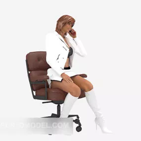 Girl Character On Wheels Chair 3d model
