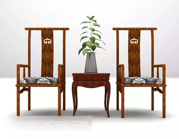 Table And Chair Wooden Style Combination 3d model Table And Chair Wooden Style Combination 3d model