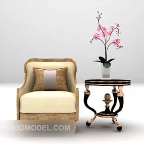 Lounge Chair With Table And Decoration 3d model