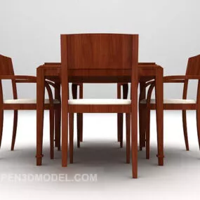 Chinese Retro Wooden Table And Chair Furniture 3d model