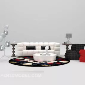 Modern Sofa Combination With Round Carpet 3d model