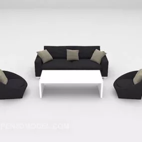Black Sofa Combination With Table 3d model