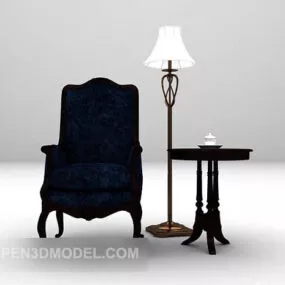Dark Blue Lounge Chair 3d model
