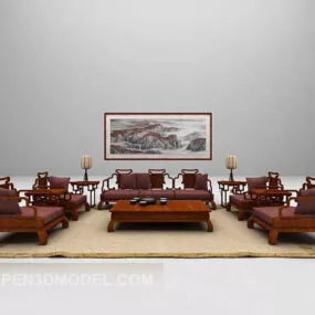 Home Combination Sofa Wooden 3d model