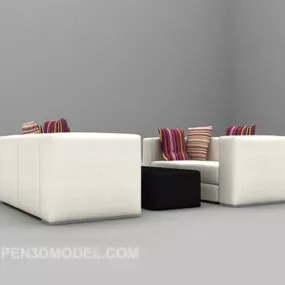 Soft Sofa White Leather 3d model