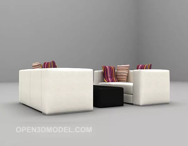 Soft Sofa White Leather 3d model Soft Sofa White Leather 3d model
