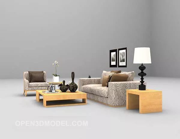 Fabric Sofa Combination With Table Lamp 3d model Fabric Sofa Combination With Table Lamp 3d model