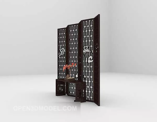 Black Screen Partition Wooden 3d model Black Screen Partition Wooden 3d model