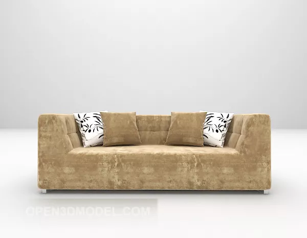 Yellow Leather Double Sofa 3d model Yellow Leather Double Sofa 3d model