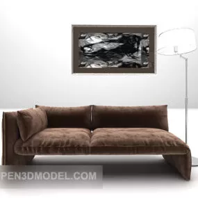 Double Sofa Lounge Style With Floor Lamp 3d model