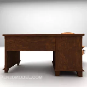 Wooden Desk Table And Chair Combination 3d model