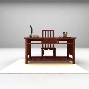 Mahogany Chinese Desk Chair 3d model
