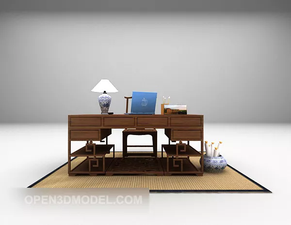 Chinese Style Work Desk With Chair 3d model Chinese Style Work Desk With Chair 3d model
