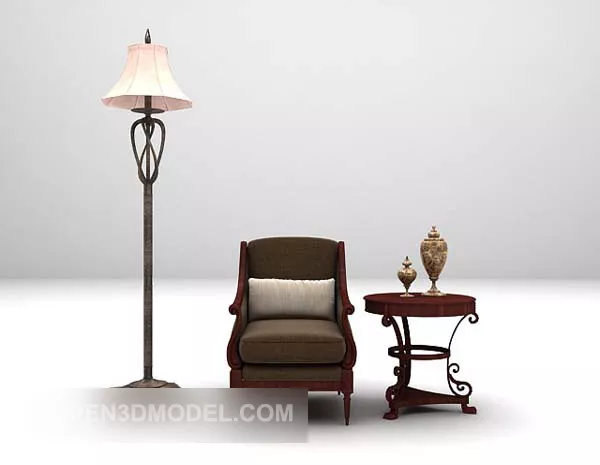 European Lounge Chair With Table And Lamp 3d model European Lounge Chair With Table And Lamp 3d model