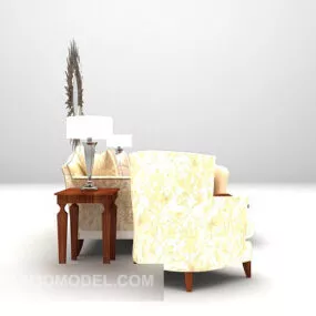European Multi-seater Sofa Vintage Pattern 3d model