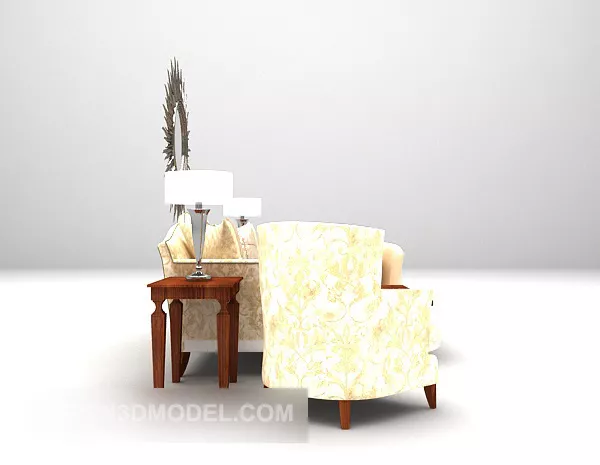 European Multi-seater Sofa Vintage Pattern 3d model European Multi-seater Sofa Vintage Pattern 3d model